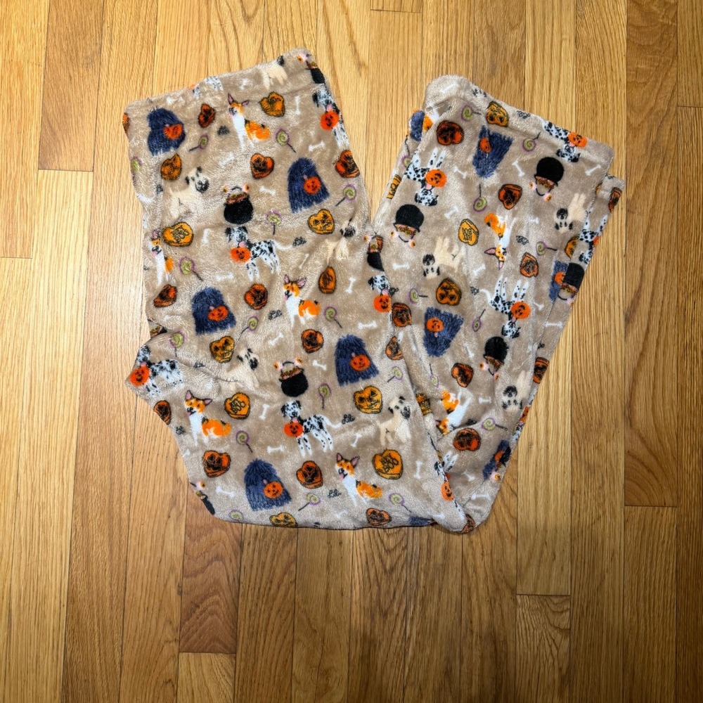 Doggie Drawings Lili Chin Halloween Dog Print Fleece Pajama Pants Sz M Warm Cozy